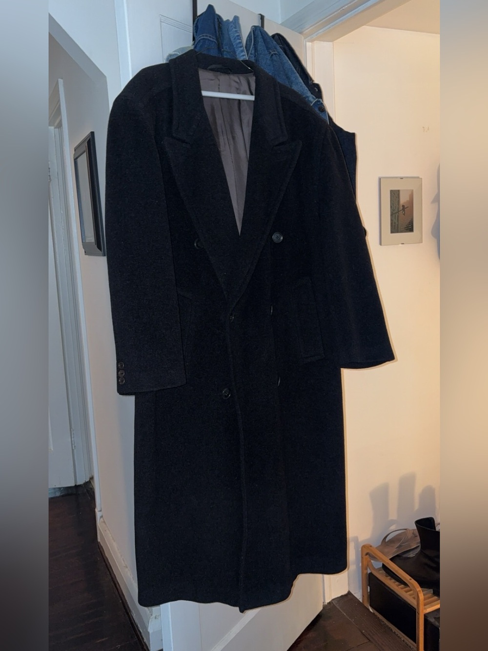 Hugo Boss Men's Double-Breasted Black Overcoat